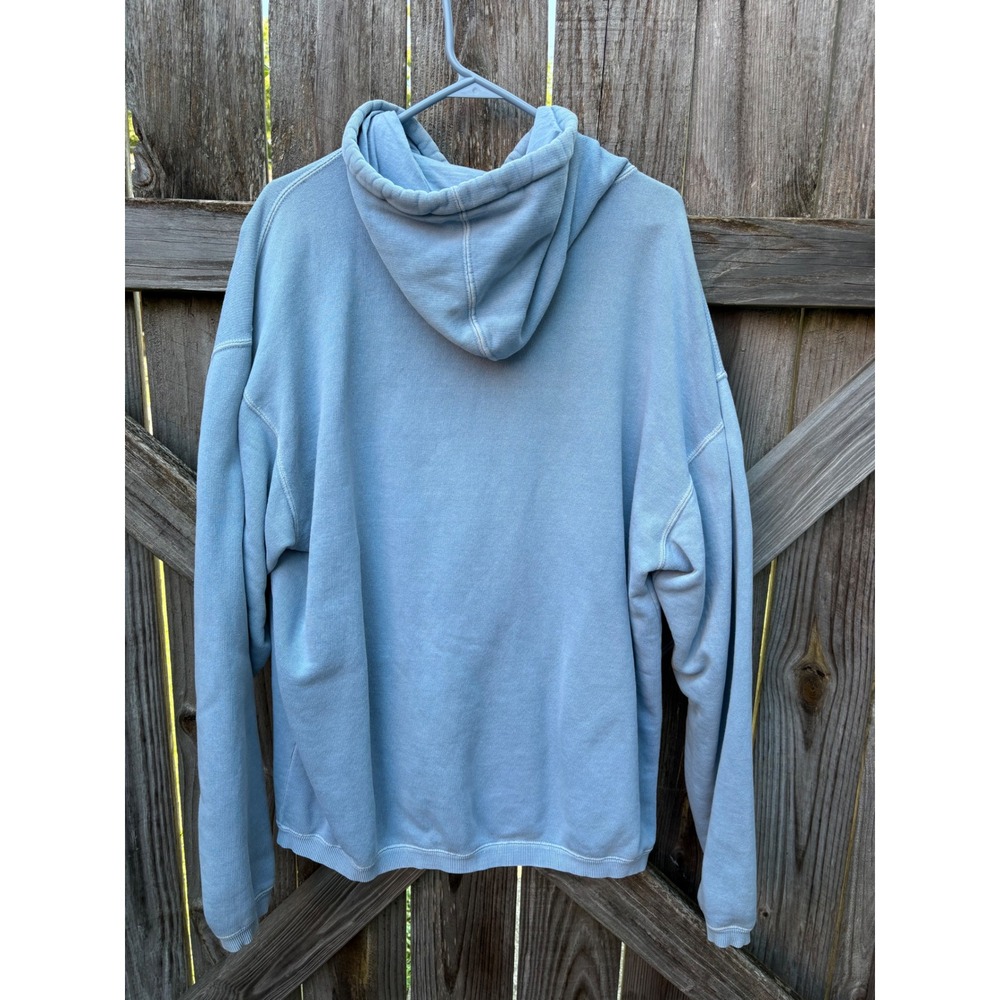 VTG Authentic Pigment Goofy Embroidered Hoodie Blue Pigment Dyed Ringspun Cotton - Picture 7 of 9